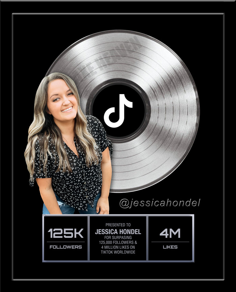 TikTok Custom Platinum Record Award with REAL 12" Platinum Record - 18" x 22" Frame