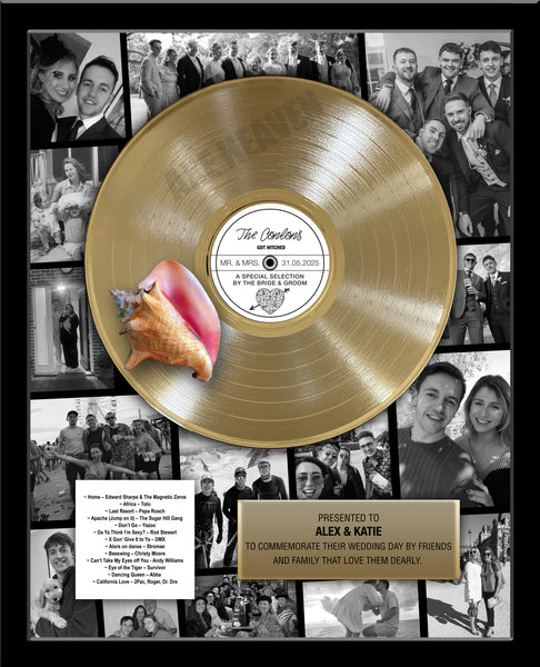 Custom Art on Record WEDDING GIFT - Framed Gold & Platinum Record Tribute - 18" x 22"