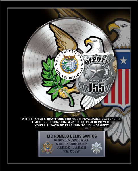 MILITARY Recognition Record Award - 12" Platinum Record Framed 18" x 22" - LAW ENFORCEMENT Platinum Record