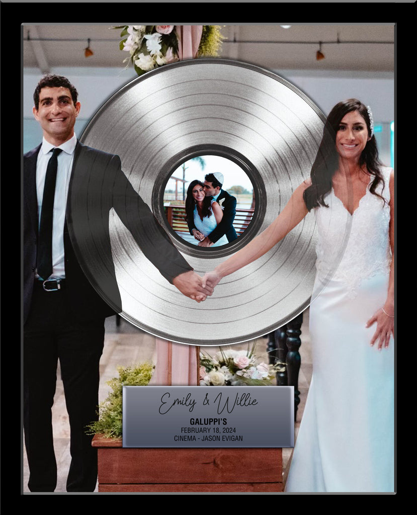 Custom Art on Record WEDDING GIFT - Framed Gold & Platinum Record Tribute - 18" x 22"
