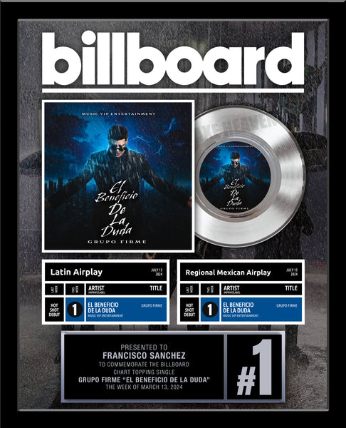 2 or 3 CHART - BILLBOARD Record Award - Platinum 7" Record Album Award - 18" x 22" Framed Artist & Band