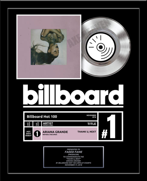 BILLBOARD Record Award - Platinum 7" Record Album Award - 18" x 22" Framed Artist & Band - iTunes, Spotify Recognition
