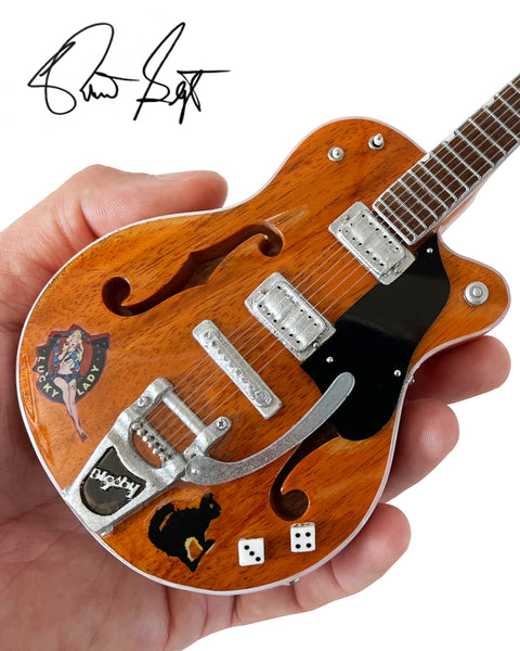 Brian Setzer Gretsch Nashville Orange Dice Hollow Body Mini Guitar Replica Collectible