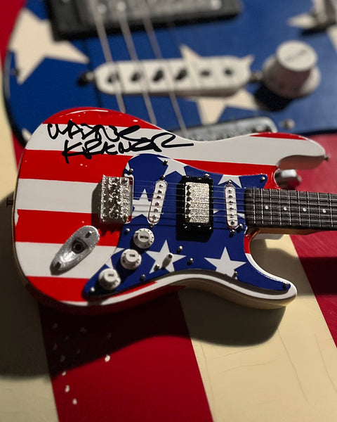 REAL AUTOGRAPHED - Wayne Kramer Mini "USA - Stars N' Stripes" Fender™ Strat™ Guitar Replica - VERY LIMITED!