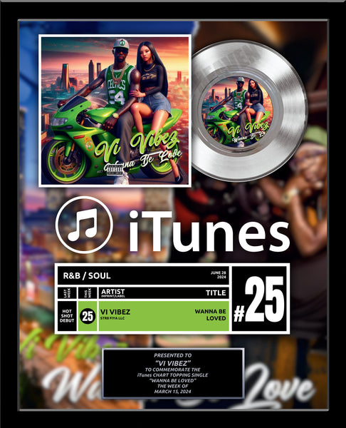Top of Charts MEDIABASE Streaming Record Award - Platinum 7" Record Album Award - 18" x 22"