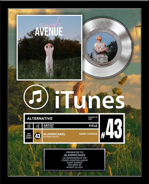 BILLBOARD Record Award - Platinum 7" Record Album Award - 18" x 22" Framed Artist & Band - iTunes, Spotify Recognition