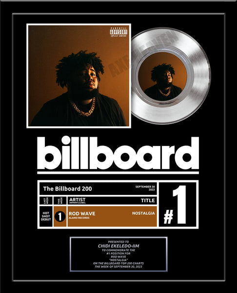 BILLBOARD Record Award - Platinum 7" Record Album Award - 18" x 22" Framed Artist & Band - iTunes, Spotify Recognition