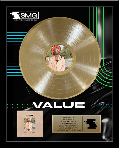 GOLD RECORD Album Tribute 18" x 22" Framed Artist & Band 12" - Metalized Gold Record