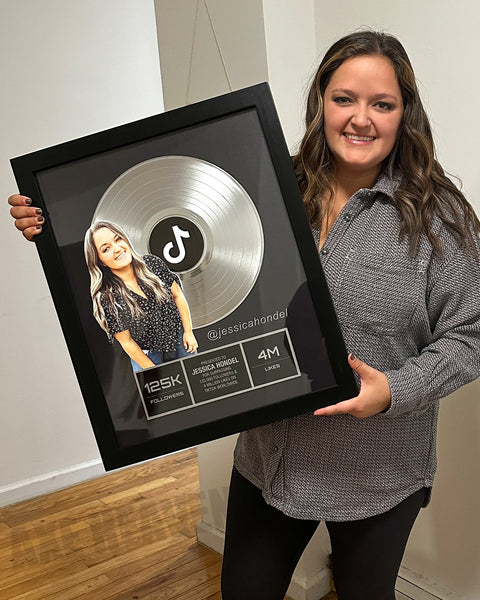 TikTok Custom Platinum Record Award with REAL 12" Platinum Record - 18" x 22" Frame