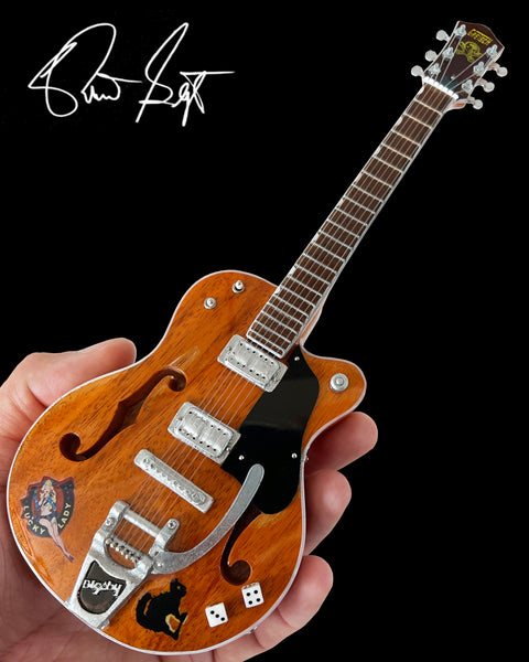 Brian Setzer Gretsch Nashville Orange Dice Hollow Body Mini Guitar Replica Collectible