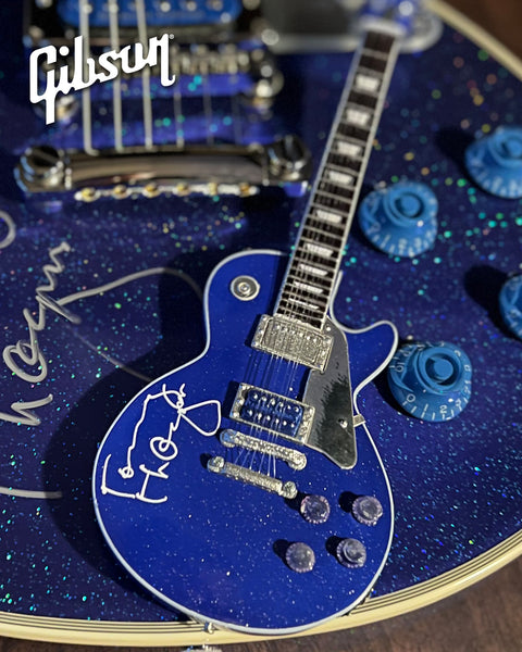 REAL AUTOGRAPHED - Tommy Thayer Gibson Les Paul Electric Blue Mini Guitar Model - VERY LIMITED!