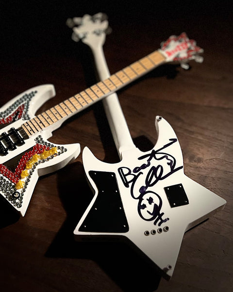 REAL AUTOGRAPHED - Bootsy Collins “Space Bass” Miniature Guitar Replica Bass - LIMITED