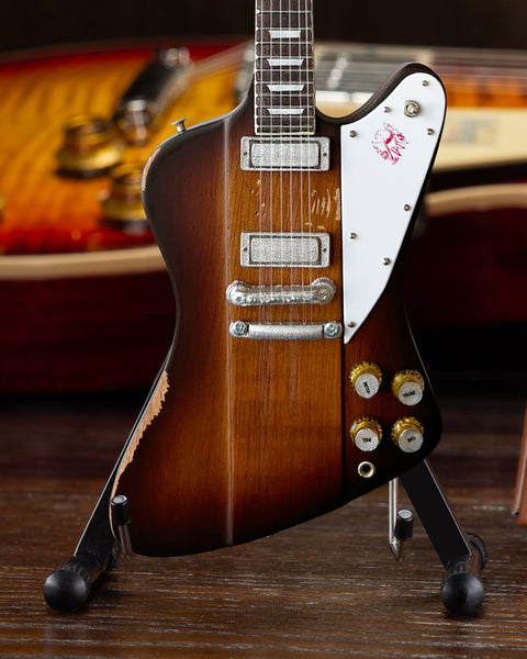 Johnny Winter 1963 Gibson Firebird V Sunburst 1.4 Scale Mini Guitar - Vintage & Distressed