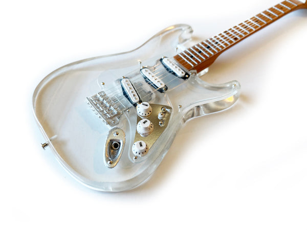 Licensed Fender™ Strat™ Signature Clear Acrylic Mini Guitar