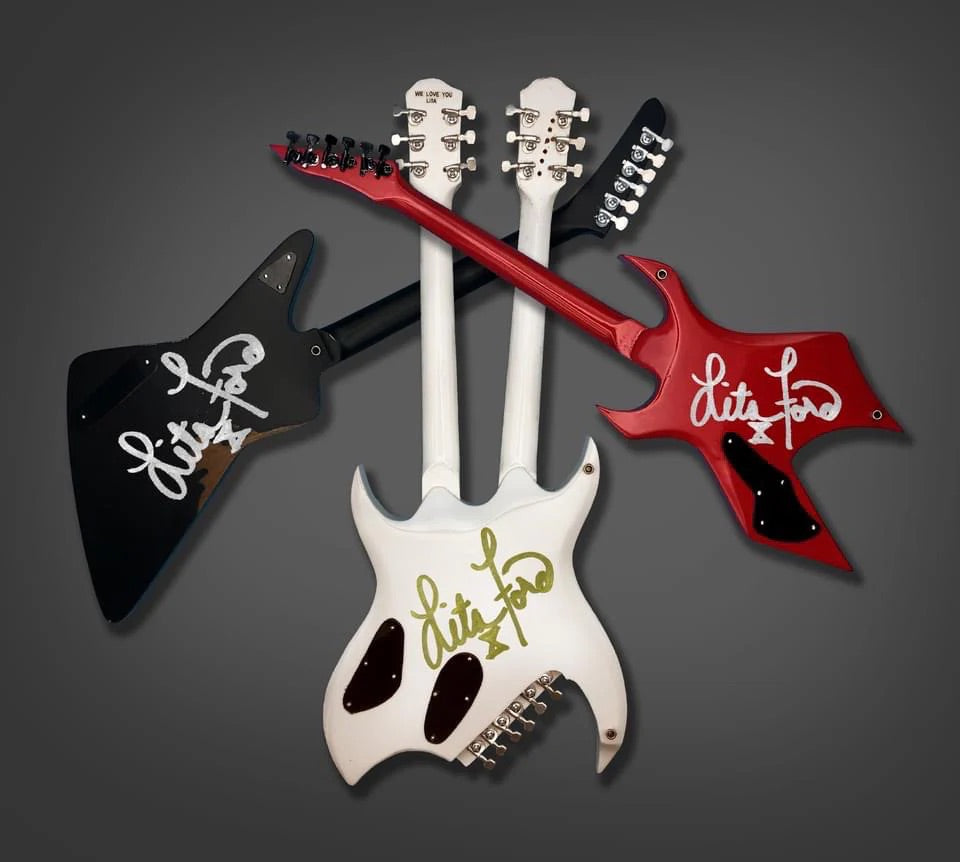 Lita Ford Limited Edition Signed Red Warlock Mini Guitar Replica Collectible