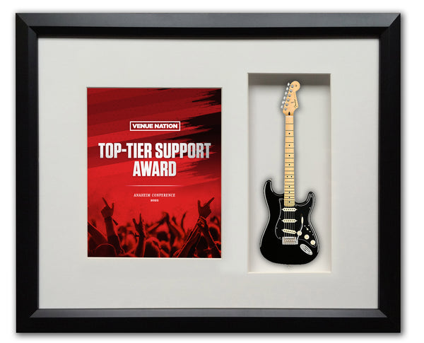 22" x 19" Rockstar Award Framed Shadowbox with 10" Mini Guitar
