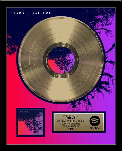 GOLD RECORD Album Tribute 18" x 22" Framed Artist & Band 12" - Metalized Gold Record