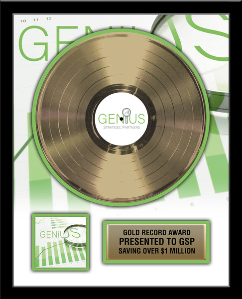 18" x 22" Framed 12" Gold Record - Deluxe Framed Rockstar Award - Metalized Gold Record