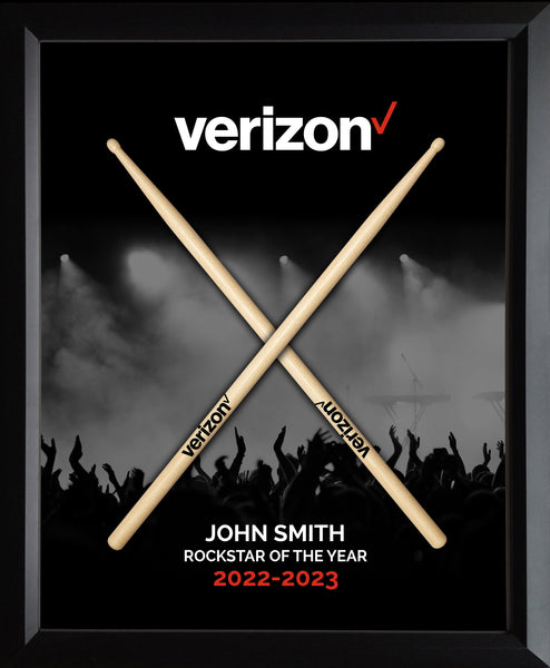 Custom ROCKSTAR Award Framed Shadowbox with Drumsticks - 18" x 22" Great for Artists, Bands, & Corporate Gifts!