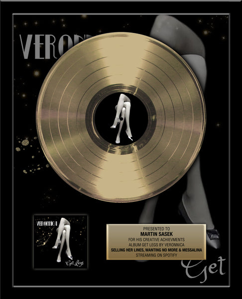 GOLD RECORD Album Tribute 18" x 22" Framed Artist & Band 12" - Metalized Gold Record