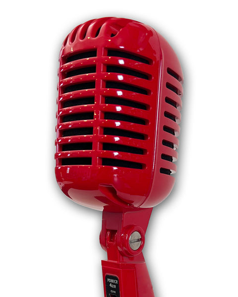 RED Vintage Microphone Award - Rockstar Real Retro Microphone Trophy Award - Black Marble Base