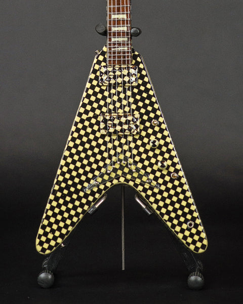 Officially Licensed RICK NIELSEN™ Checkered V Mini Guitar Replica Collectible