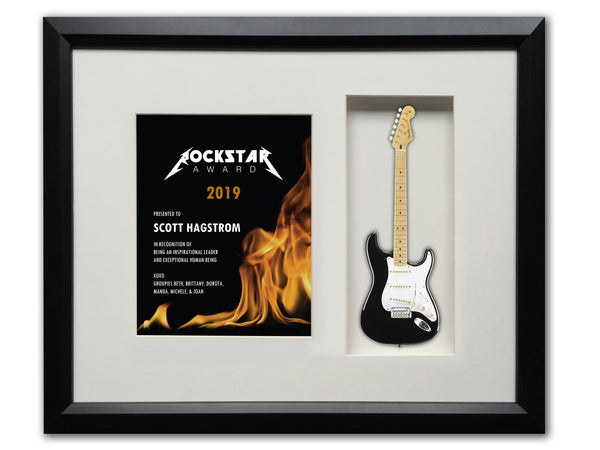 22" x 19" Rockstar Award Framed Shadowbox with 10" Mini Guitar