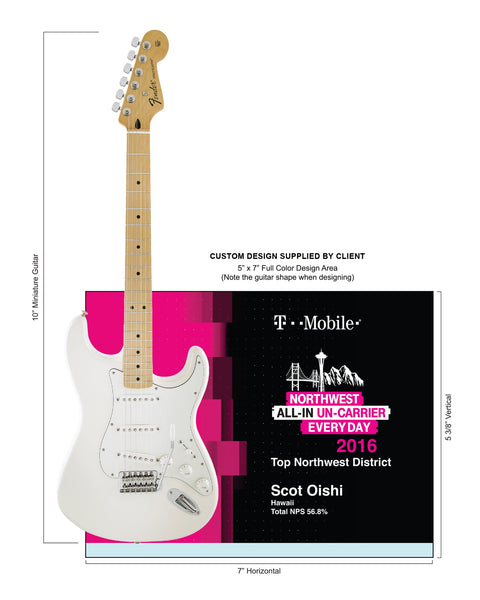 Country Acoustic Guitar Award Trophy with 10" Mini Guitar - 7" x 5" Glass Frame