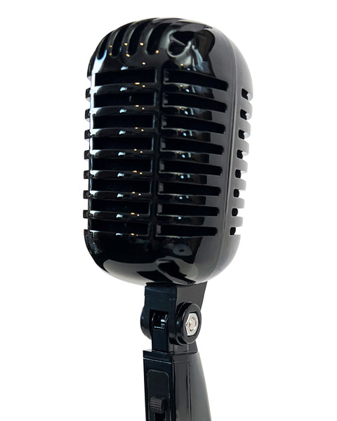 BLACK Vintage Microphone Award - Rockstar Real Retro Microphone Trophy Award - Black Marble Base