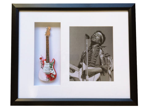22" x 19" Custom Artist Tribute Framed Shadow Box with Signature 10" Mini Guitar