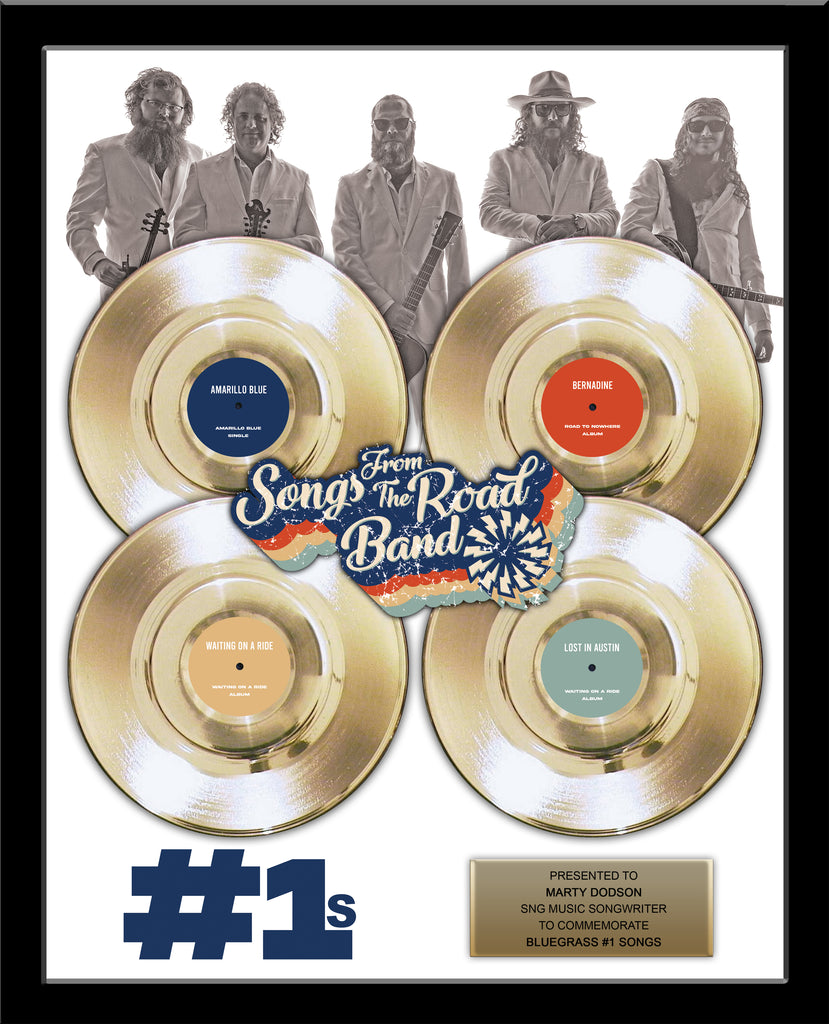 FOUR x 7" Gold Record Framed 18" x 22" Deluxe Rockstar Record Award - Metalized Gold Record