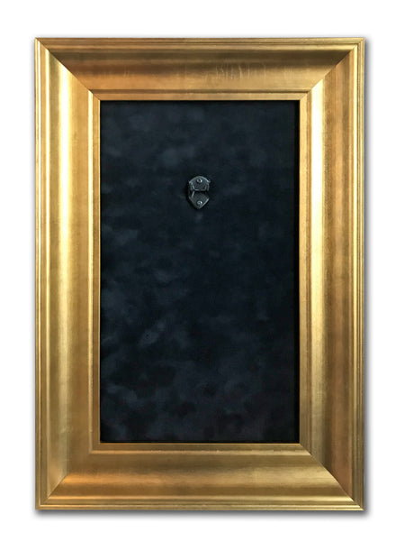 12” x 18” - 1 x Mini Guitar Display Frame - Black Suede - Warm Gold Leafing 2 1/4” Wood Frame