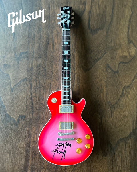 REAL AUTOGRAPHED - Gibson Les Paul Jay Jay French Twisted Sister Pinkburst 1:4 Scale Mini Guitar Model