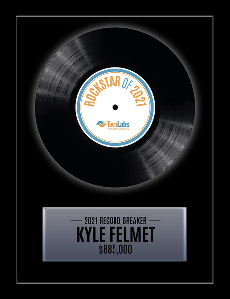 CLASSIC - 11" x 14" Framed 7" Black Record - REAL 45 Single Style Record Rockstar Award