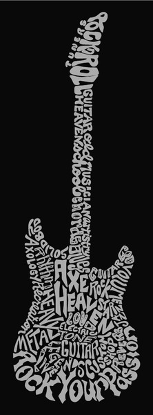 Guitar Heaven Calligram Rock T-Shirt by AXE HEAVEN®