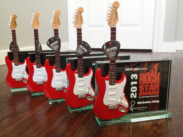 Rockstar Music Award Trophy with 10" Mini Guitar - 7" x 5" Glass Frame