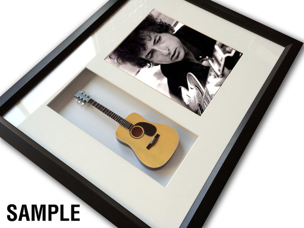 BLANK - 22" x 19”  Framed Memorabilia Shadowbox - Displays Multiple 10" Mini Guitars & Collectibles