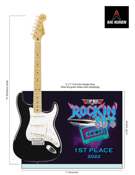Rockstar Music Award Trophy with 10" Mini Guitar - 7" x 5" Glass Frame