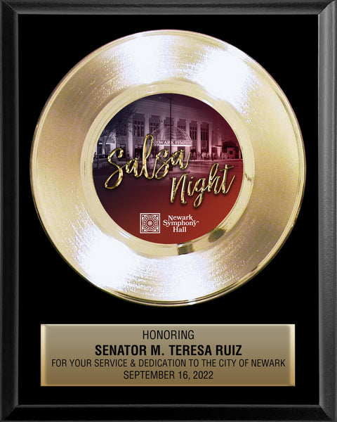 8" x 10" Plaque with 7" Gold Record - 45 Single Style Classic Gold Record Rockstar Award