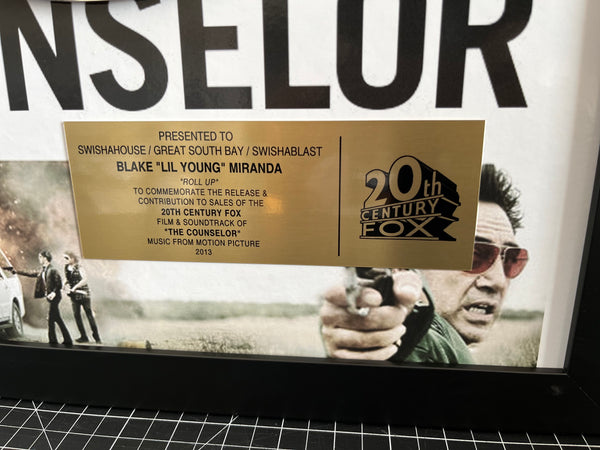 MOVIE SOUNDTRACK Gold & Platinum Record Award - 18" x 22" Framed - Real LP Metalized Record