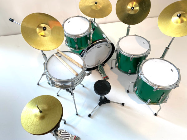 Green Sparkle Immigrant Song Zep Mini Drum Set Replica Collectible