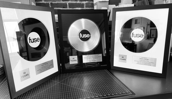 CUSTOM MAT Classic Black Record Award - Personalized 18" x 22" Framed Award for Business, Artist, & Band - Platinum Metal Plates Included