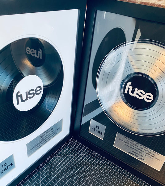 CUSTOM MAT Classic Black Record Award - Personalized 18" x 22" Framed Award for Business, Artist, & Band - Platinum Metal Plates Included