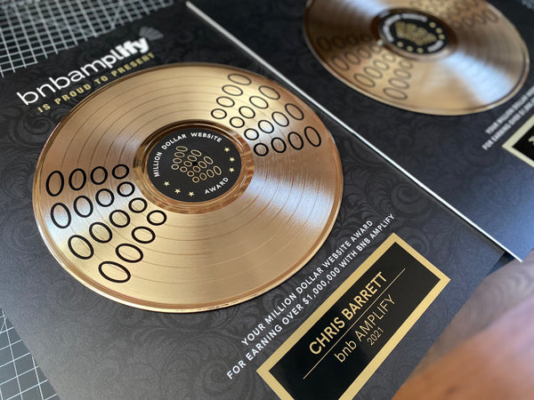 ART RECORD - 18" x 22" Framed 12" Gold Record - Deluxe Framed Rockstar Award