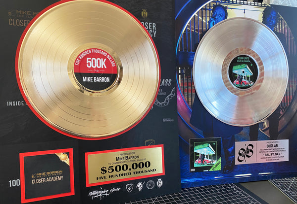 GOLD RECORD Album Tribute 18" x 22" Framed Artist & Band 12" - Metalized Gold Record