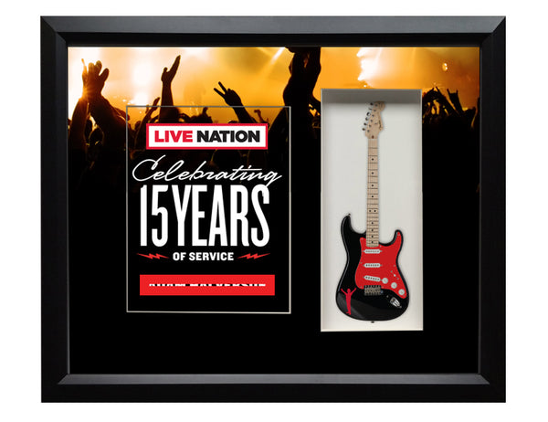 22" x 19" Rockstar Award Framed Shadowbox with Custom Matte Print & 10" Mini Guitar