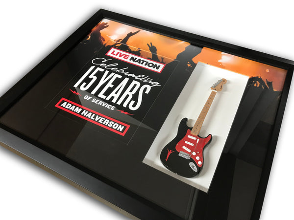 22" x 19" Rockstar Award Framed Shadowbox with Custom Matte Print & 10" Mini Guitar