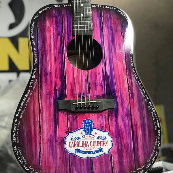 Carolina Country Music Fest 2018 Custom Promo Acoustic Mini Guitar by RonzWorld & Gift Box with Custom Label