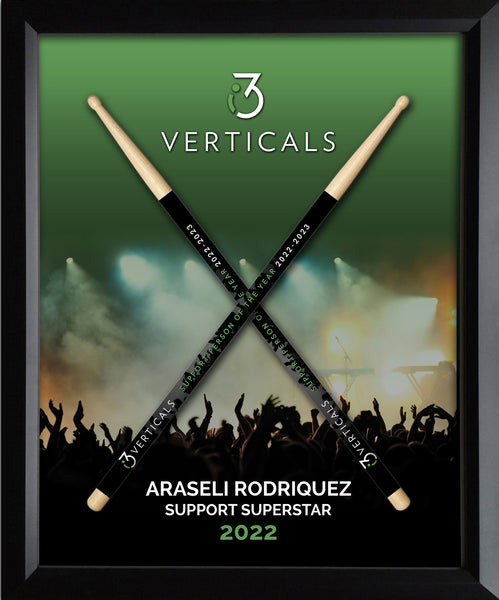 Custom ROCKSTAR Award Framed Shadowbox with Drumsticks - 18" x 22" Great for Artists, Bands, & Corporate Gifts!