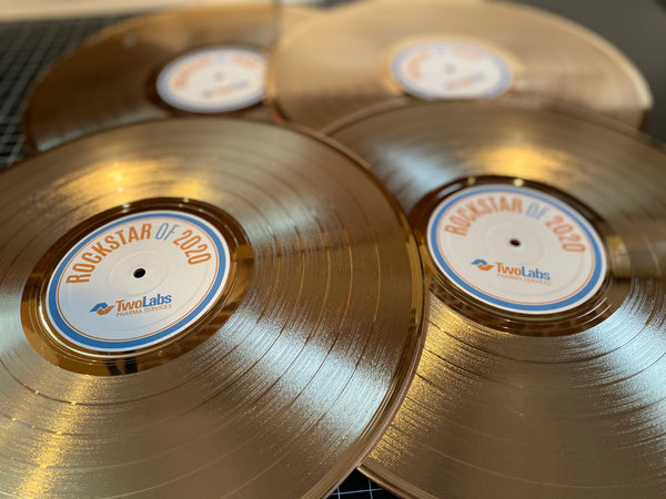 CUSTOM LABELED 33 1/3 RPM LP 12" Gold Record - Rockstar Award - Metalized Gold Record